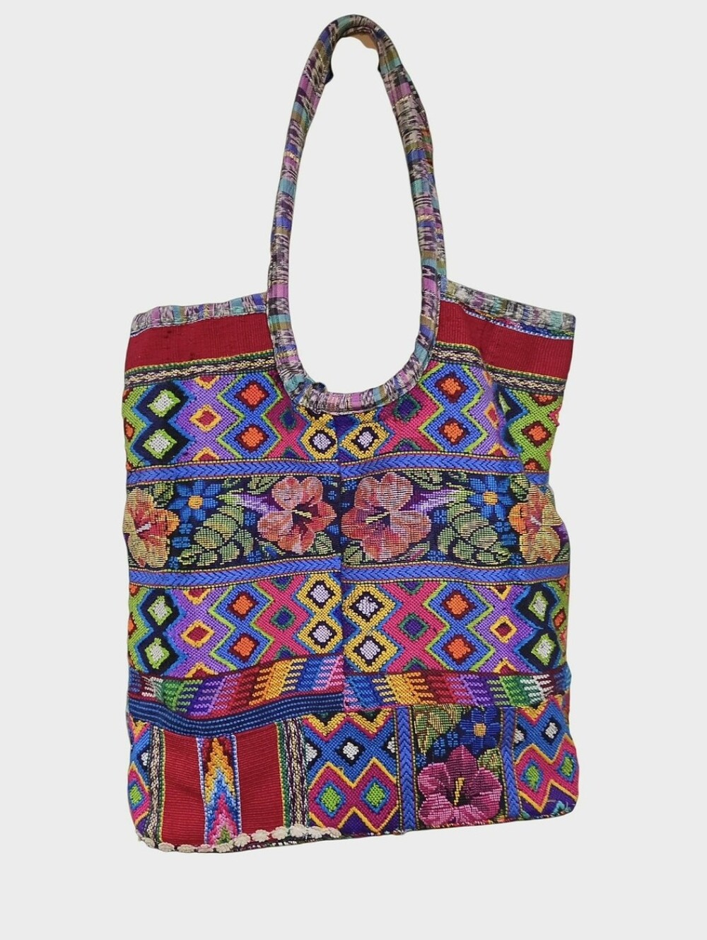 Handmade Guatemalan Huipil Embroidered Reversible Tote Bag